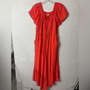 Lush Hot Coral Romper Long Size S
